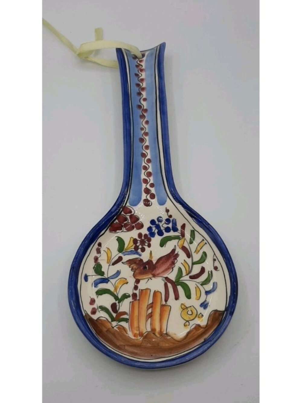 Vintage Madeim Portugal Spoon Rest Decorative Hand Painted Ceramics Wall Hanging